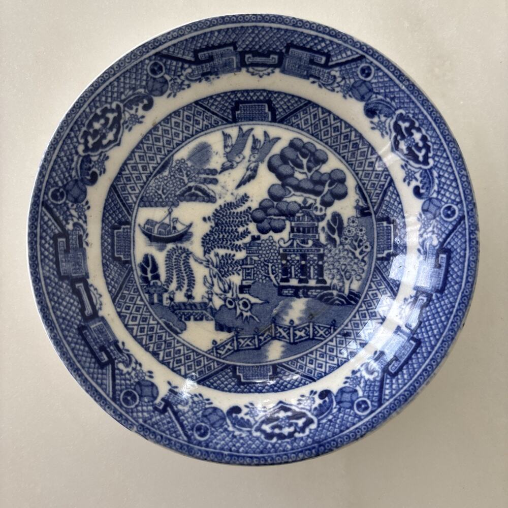 Antique ~ Willow 5” Shallow Small Bowl British Anchor Great Britian England